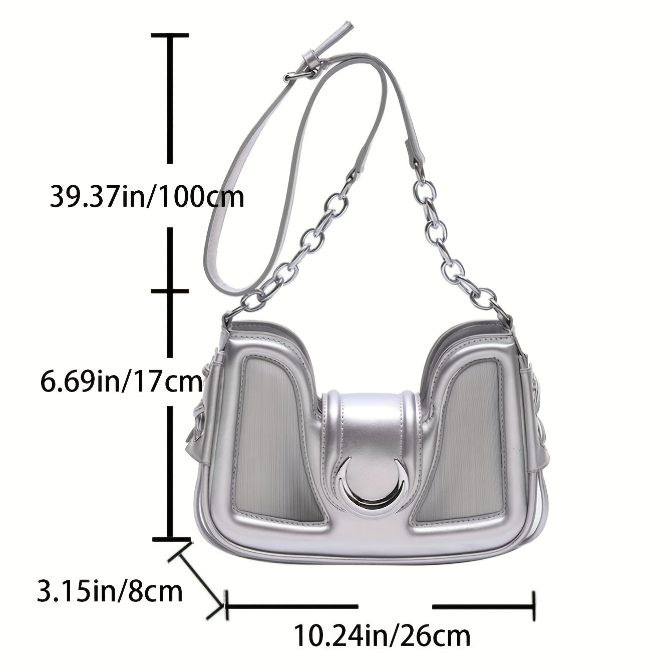 Trendy Silver Crossbody Moon Bag