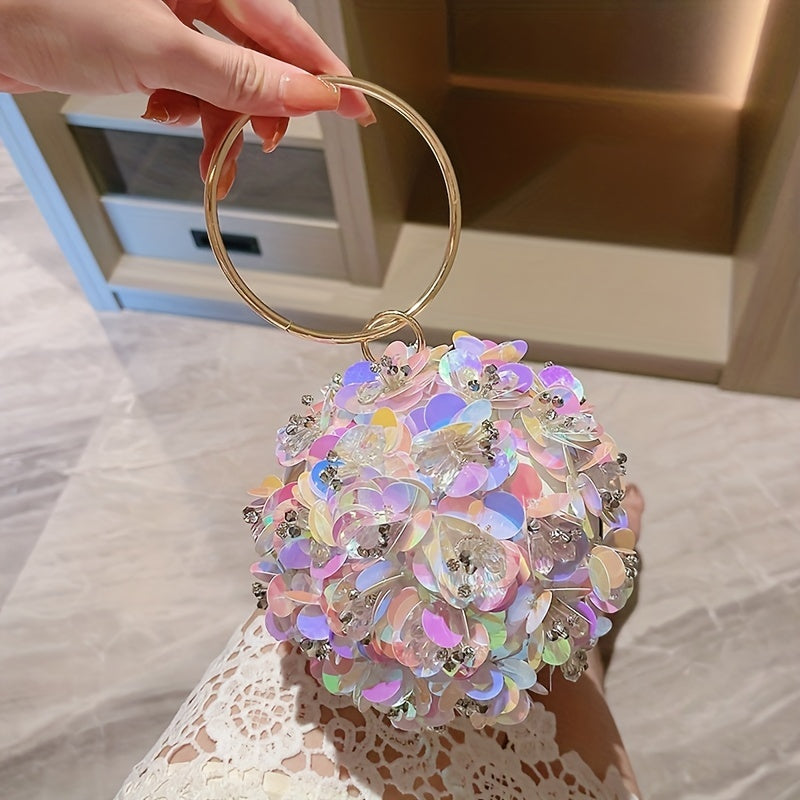 Mini Sequin Floral Clutch Bag for Women