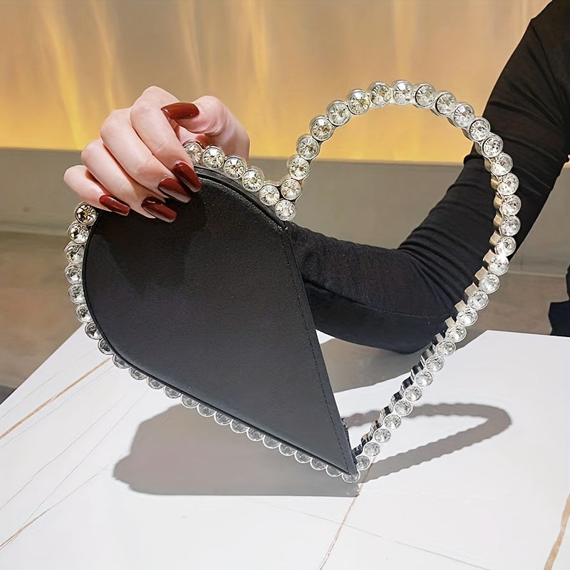 Elegant Heart-Shaped Mini Evening Bag for Weddings and Parties