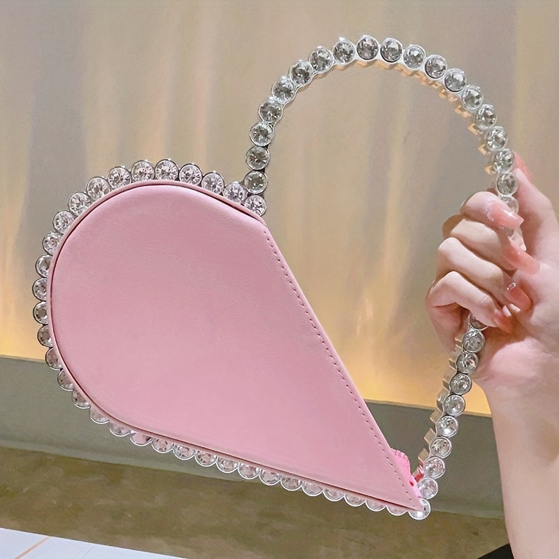 Elegant Heart-Shaped Mini Evening Bag for Weddings and Parties