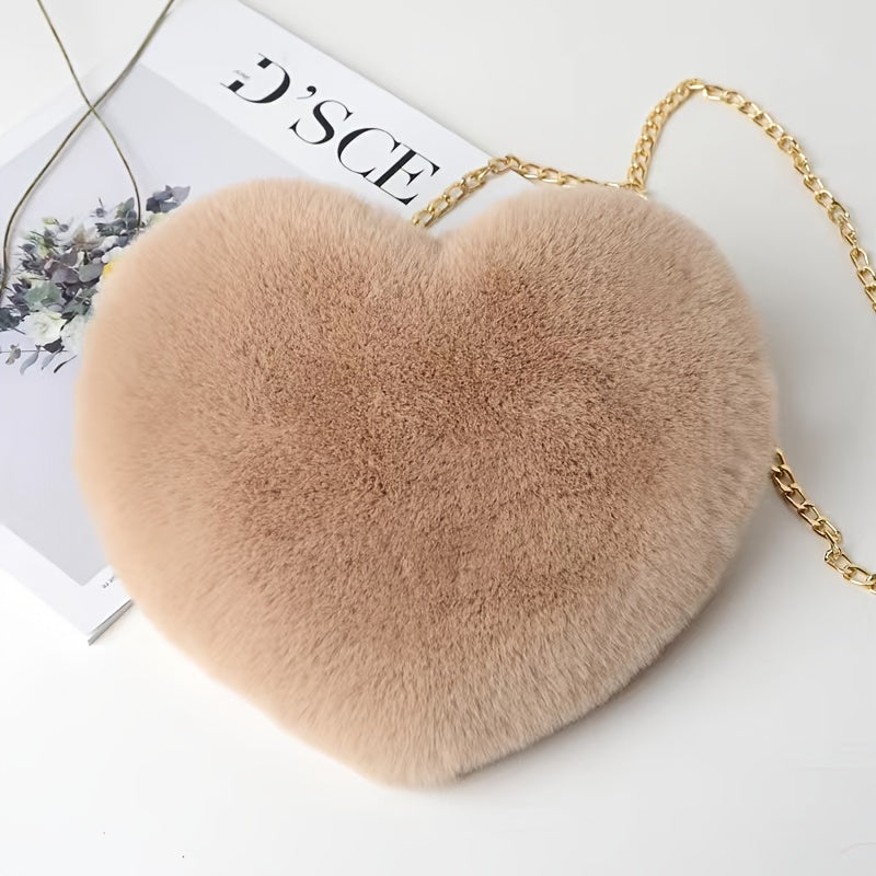 Heart Shaped Fluffy Shoulder Bag