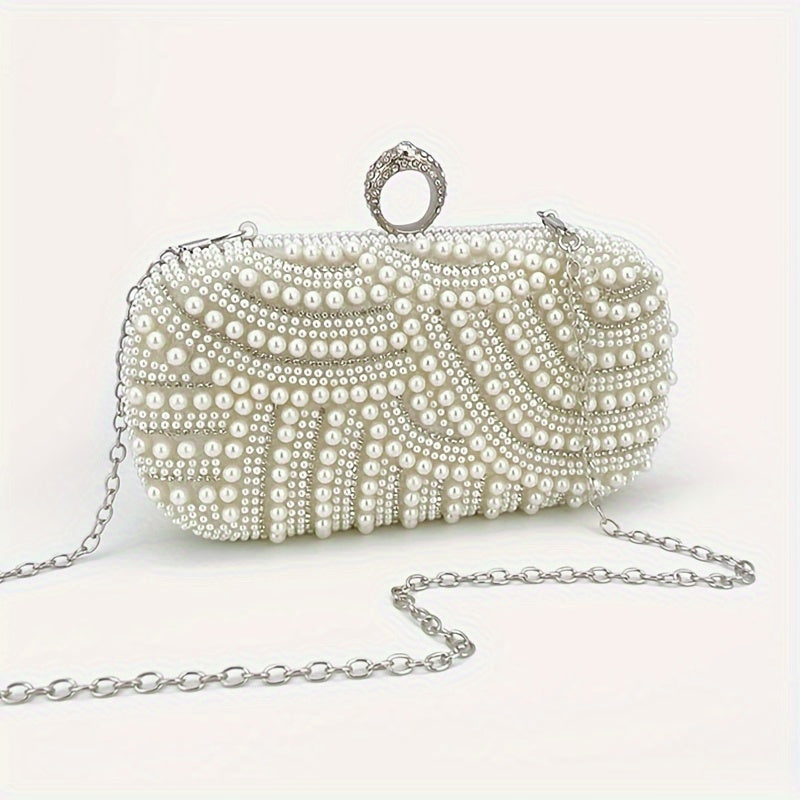 Classic Elegant Pearl Rhinestone Clutch For Wedding and Party Prom