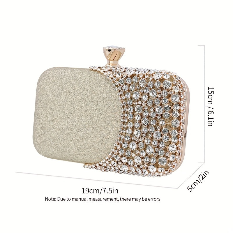 Rhinestone Decor Glitter Wedding Clutch Purse