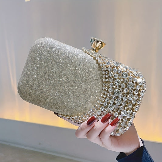 Rhinestone Decor Glitter Wedding Clutch Purse