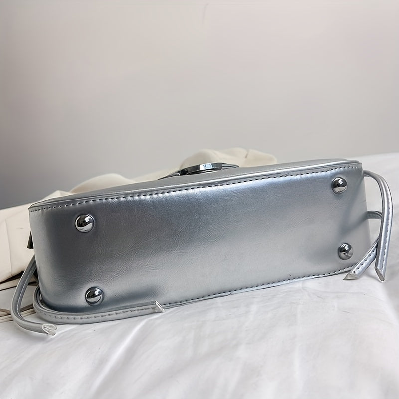 Trendy Silver Crossbody Moon Bag