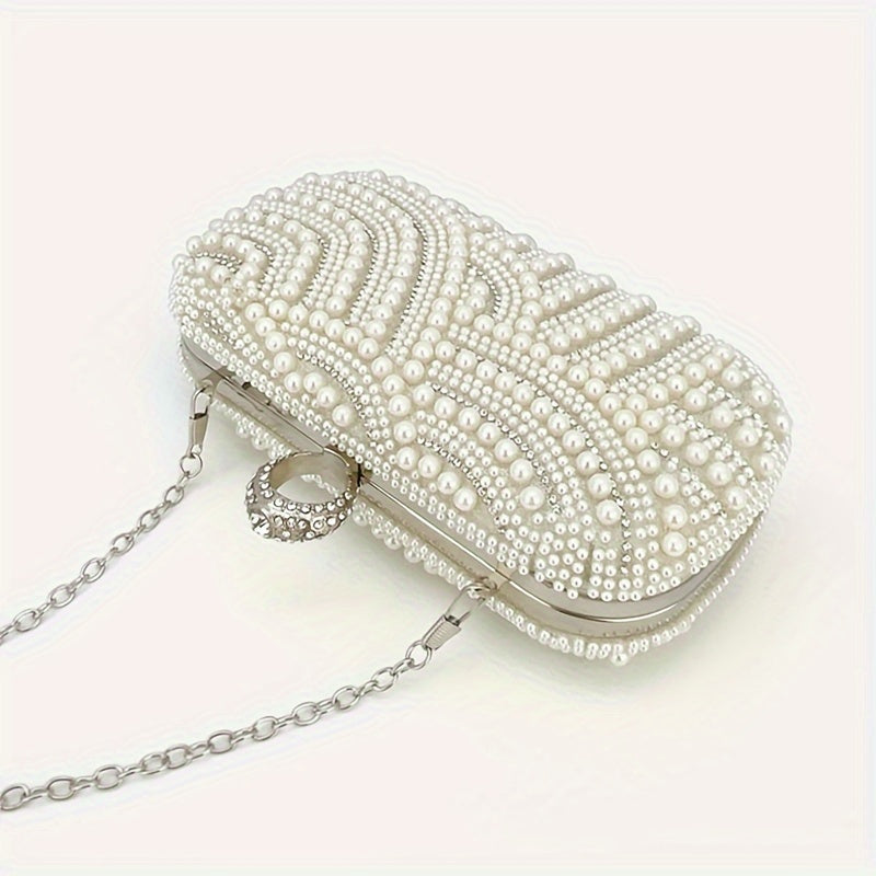 Classic Elegant Pearl Rhinestone Clutch For Wedding and Party Prom